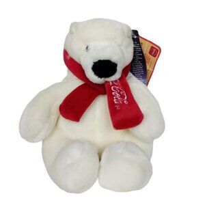 Coca Cola Boyds White Polar Bear Holiday Red Scarf Plush Stuffed Animal 6.25"
